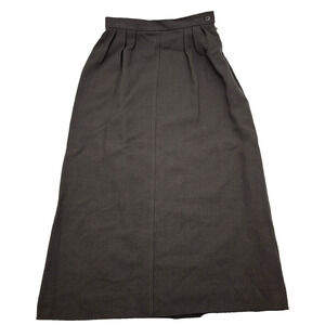 Vintage 80s JAEGER Charcoal Gray 100% Wool High Rise Maxi Skirt 6 To Fit 23x30"